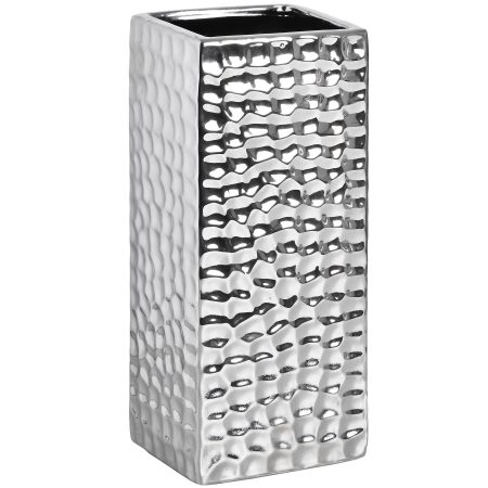 square-silver-ceramic-dimple-effect-vase