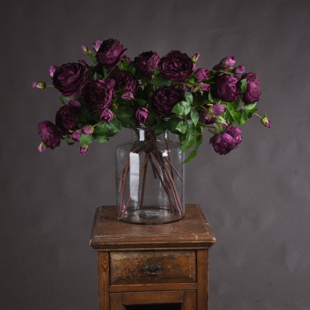 deep-purple-wedding-peony-rose-spray