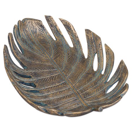 antique-bronze-cheese-plant-leaf-dish