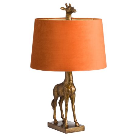 antique-gold-giraffe-lamp-with-burnt-orange-velvet-shade