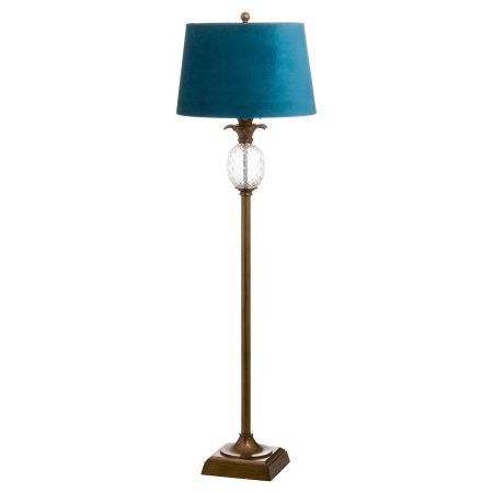 ananas-glass-pineapple-floor-lamp-with-teal-velvet-shade