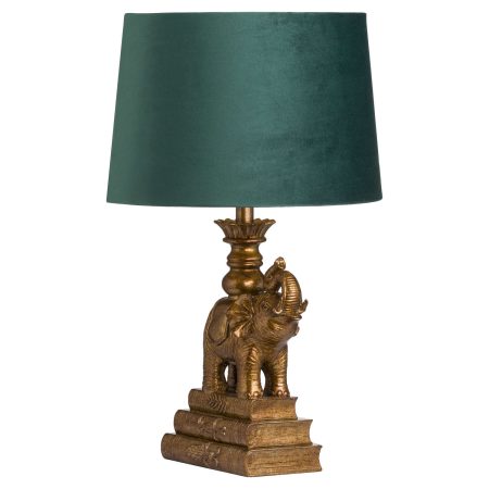 antique-gold-elephant-table-lamp-with-emerald-green-shade