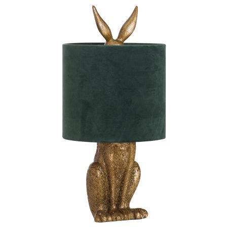 antique-gold-hare-table-lamp-with-green-velvet-shade