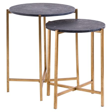 set-of-2-gold-and-black-marble-tables