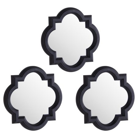 set-of-three-dark-grey-quartrefoil-mirrors