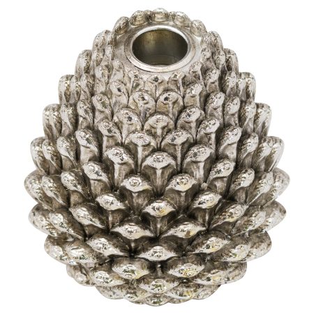 large-silver-pinecone-candle-holder