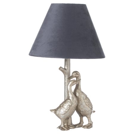 silver-pair-of-ducks-table-lamps-with-velvet-shade