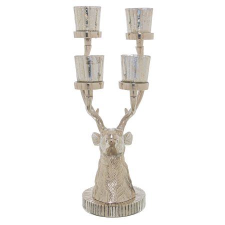 tall-silver-stag-six-tealight-holder